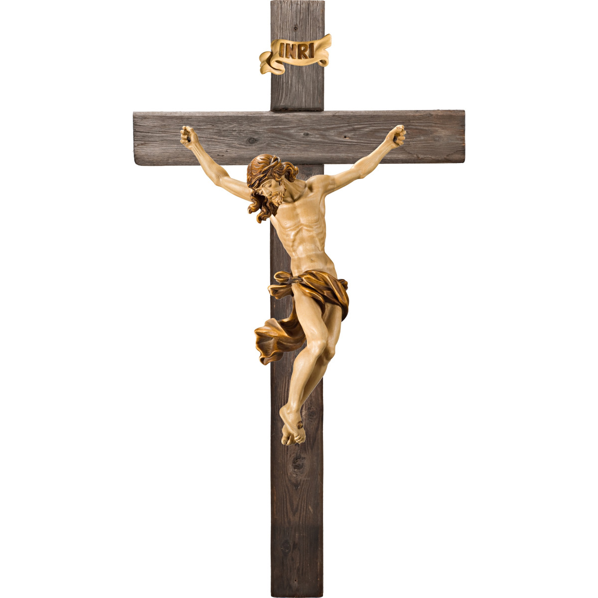 Cristo Barroco en cruz Madera vieja